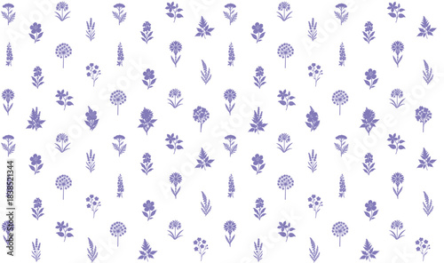 Seamless pattern of simple small flowers. Hand drawn. Not AI vector illustration
