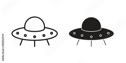 UFO icon line illustration background. icon concept vector