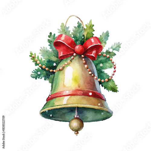 Christmas bell isolated on white. Vector illustration.