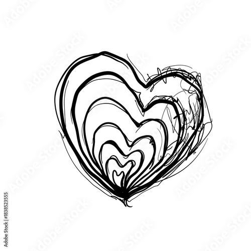 Heart shape drawn with overlapping lines on a plain background showing creativity and simplicity in design