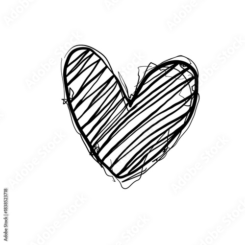 Heart shape drawn with lines on a plain background showing a simple artistic expression