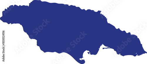 Blue silhouette map of Jamaica a Caribbean island nation isolated on a white background for graphic design