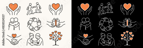 Care, Support and Empathy Line Icons Set