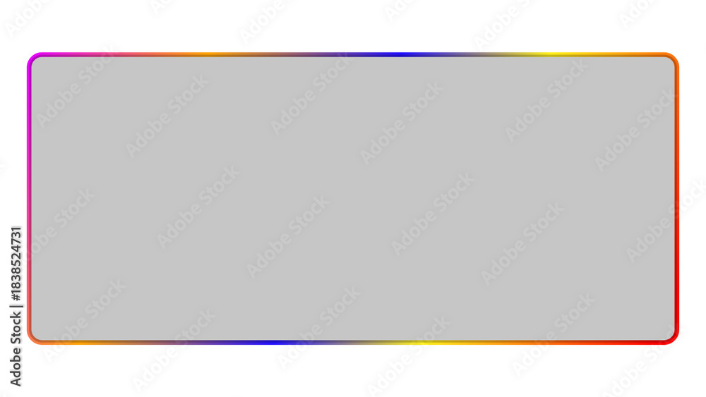 Obraz premium Rectangular light gray banner with a thin colorful gradient border on a white background
