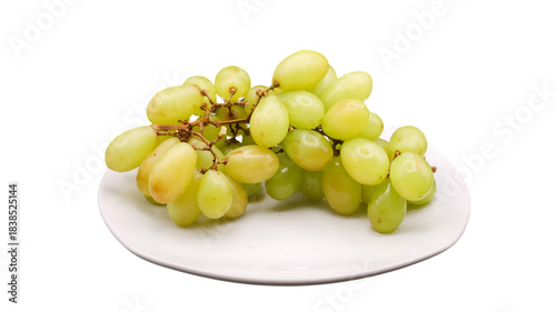 Obraz na plátně Bunch of Grapes on Whie Plate Isolated on Transparent