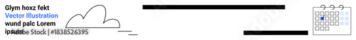 Time management, scheduling, planning, organization, productivity, streamlined workflow. Cloud with horizontal lines and calendar. Time management and scheduling concept