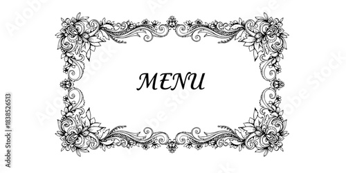 Hand Drawn Artisanal Menu Border Vector Silhouette