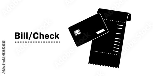 Payment Check Bill Receipt Vector Silhouette Icon