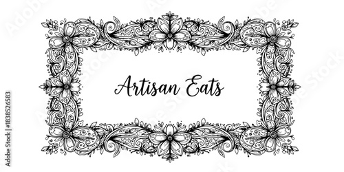 Hand Drawn Artisanal Menu Border Vector Silhouette