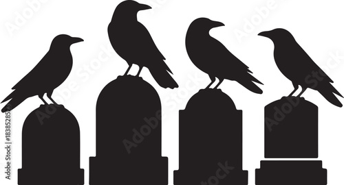Halloween crow with cross silhouette