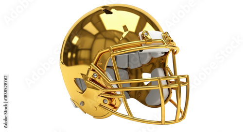 Luxury golden football helmet symbol of victory and championship achievement transparent background