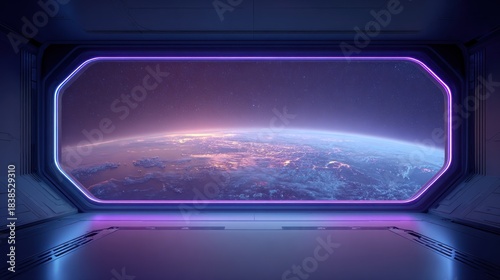Fototapeta Naklejka Na Ścianę i Meble -  Space station window view of the earth