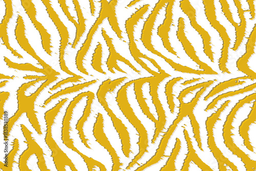 Full Seamless Zebra Tiger Worn Pattern Textile Texture. Distressed Vector Background. Gold White Animal Skin for Women Dress Fabric Print.
