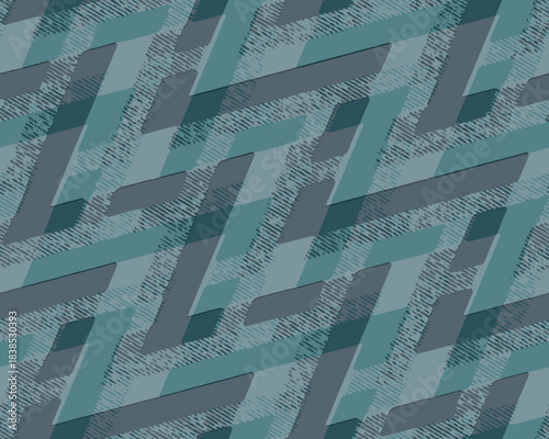 Full Seamless Zigzag Halftone Plaid Texture Pattern. Dress Fabric Print. Green grey background for Textile and Home Decoration. Distressed geometric vector.