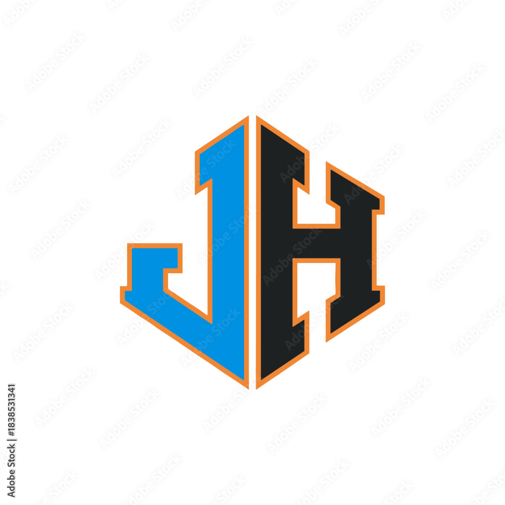 Fototapeta premium Jh letter typography, Monogram icon logo flat vector design