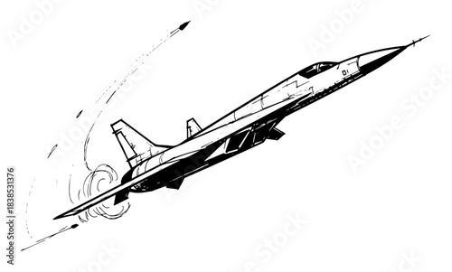 supersonic jet fighter aircraft flying vector silhouette