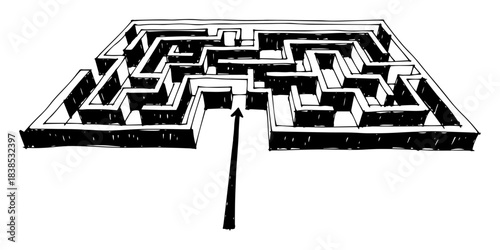 maze labyrinth challenge concept vector black silhouette