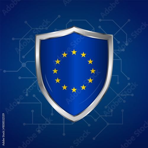 European Union shield data protection, European gdpr concept icon design
