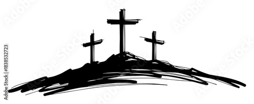 three crosses calvary crucifixion sketch vector