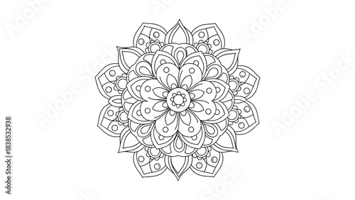Intricate mandala design for coloring books and mindfulness art projects