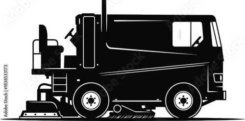 Street Sweeper Truck Vector Illustration