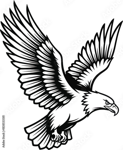 Majestic Flying Eagle Detailed Vector Illustration