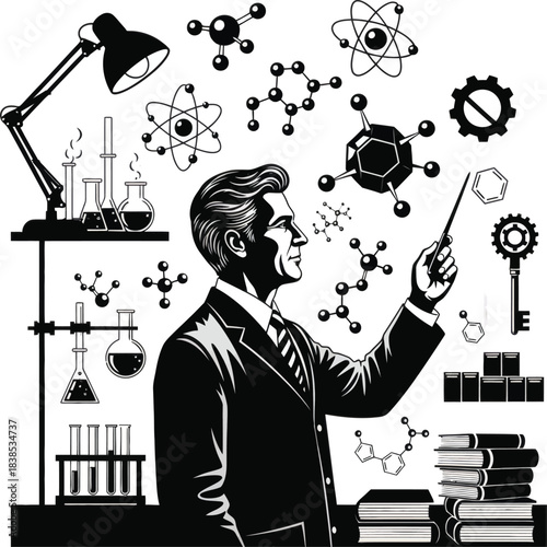 Science education laboratory illustration