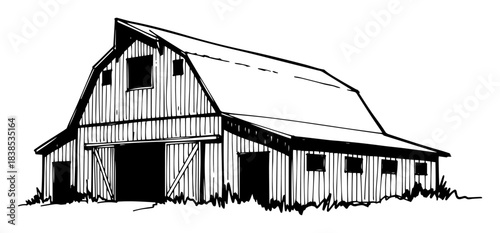 traditional wooden barn farm sketch vector