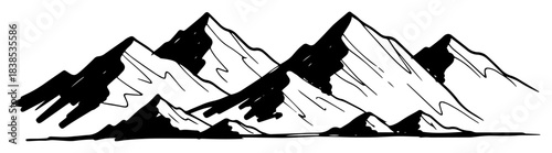 mountain range peaks landscape vector black silhouette