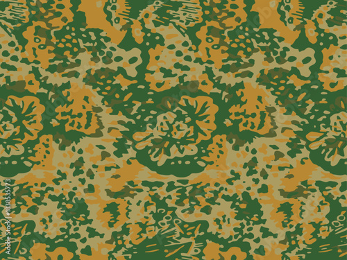 Full seamless camouflage texture pattern vector for military textile. Usable for Jacket Pants Shirt and Shorts. Dirty army camo masking design for skin fabric print and wallpaper. 