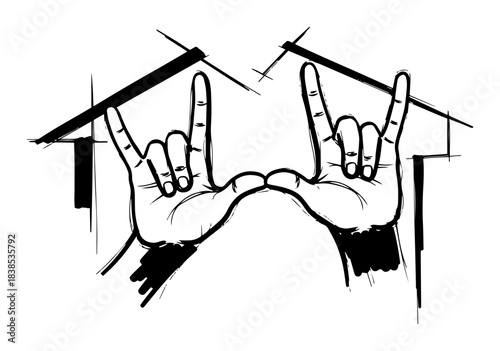 sign language love gesture hands vector shape silhouette