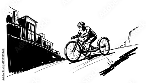 handcycle para cycling paralympic sport vector black shape