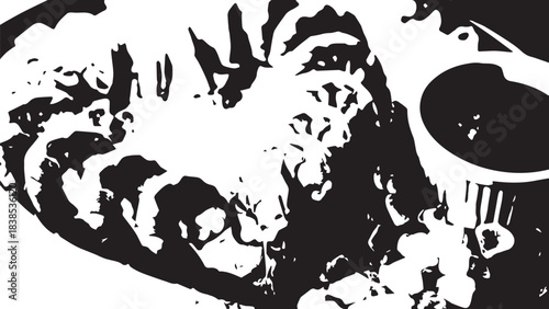 Rustic pastries on a plate beside a steaming cup of coffee.