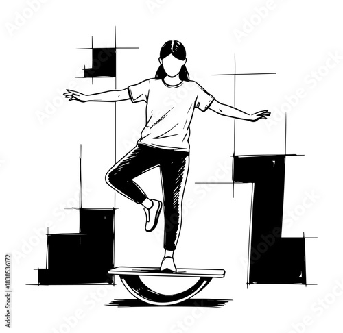 balance board core stability training vector shape silhouette