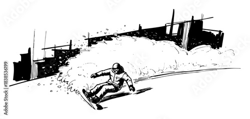 wakeboarder carving behind boat vector shape silhouette