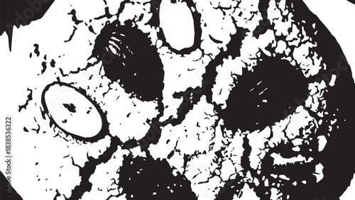 Close Up of Porous Rock Surface with Dark Circular Pores in High Contrast.