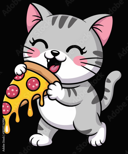 Funny Cute Cat Eating Pizza  Cat Pizza Lovers