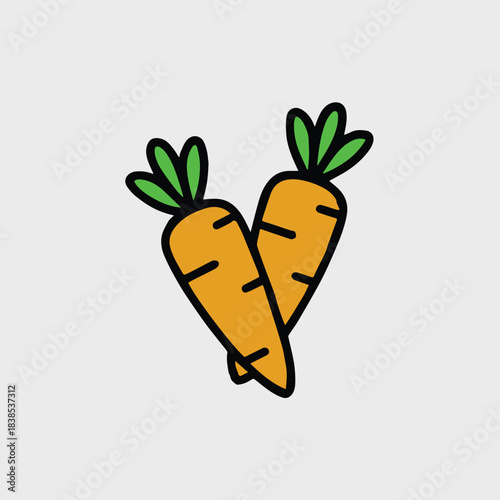 carrot crossed vegetable icon line art logo vector illustration