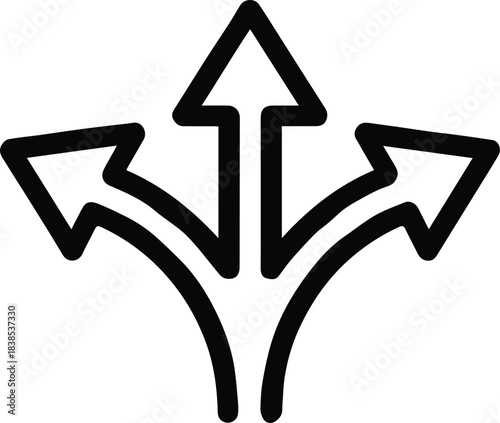 direction three arrows fork path options navigation symbol vector
