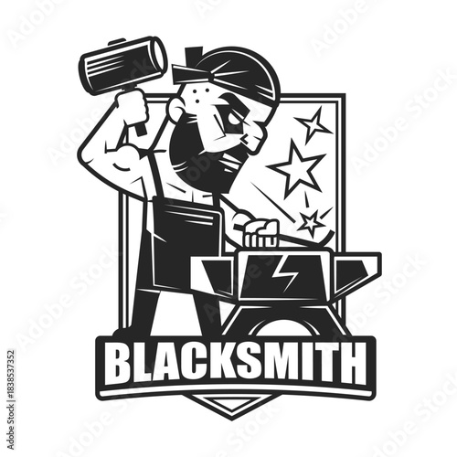 blacksmith isolated vector symbol, stylized retro emblem template