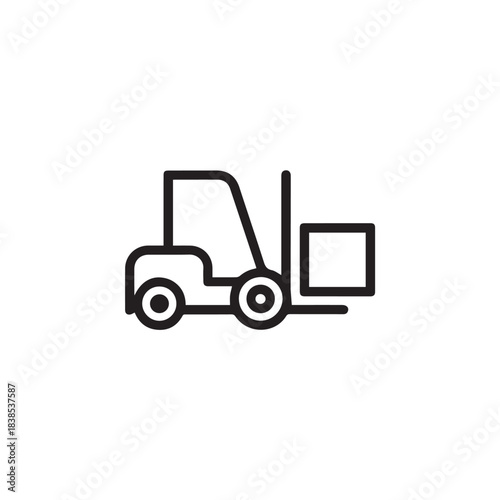 forklift line art warehouse delivery loading unloading icon