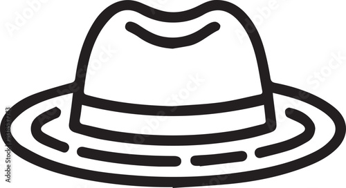 fedora hat line drawing vector icon black and white