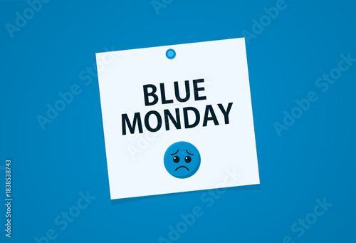 simple Blue Monday design, typography layout, minimal banner, blue palette.