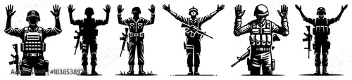 Set of Soldier Silhouettes with Rifles