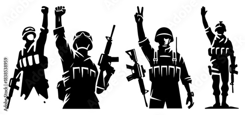 Set of Army Troop Silhouettes