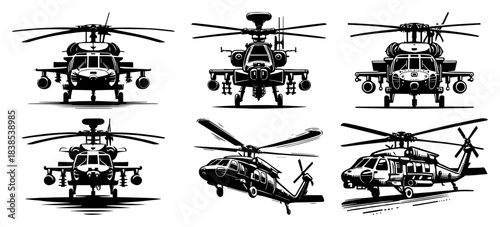 Military Helicopter Silhouette Collection
