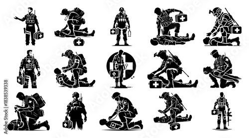 Combat Medic First Aid Silhouette Set