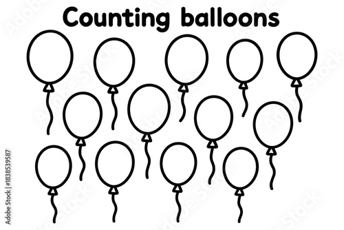 Fun balloon counting activity for kids - simple outline design with numbers