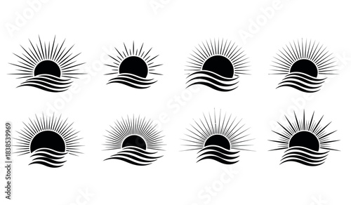 Abstract wave patterns black and white repeating design