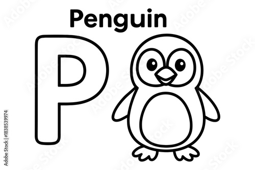 Cute penguin alphabet coloring page for kids learning fun
